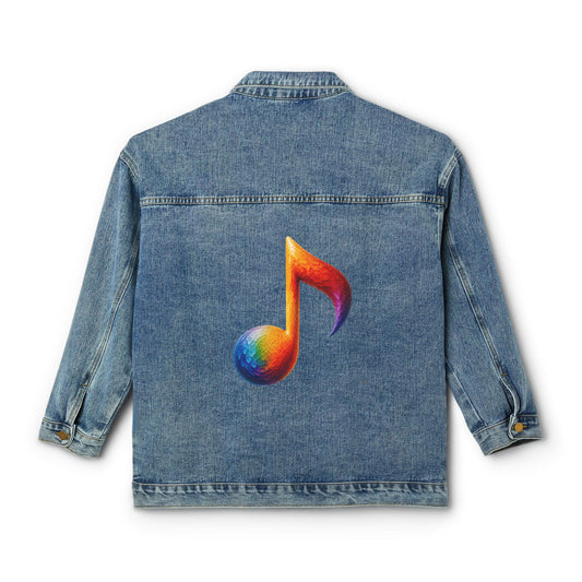 Women's Original Oversized Denim Jacket with Painted Note Back Graphic | Psychic Stew