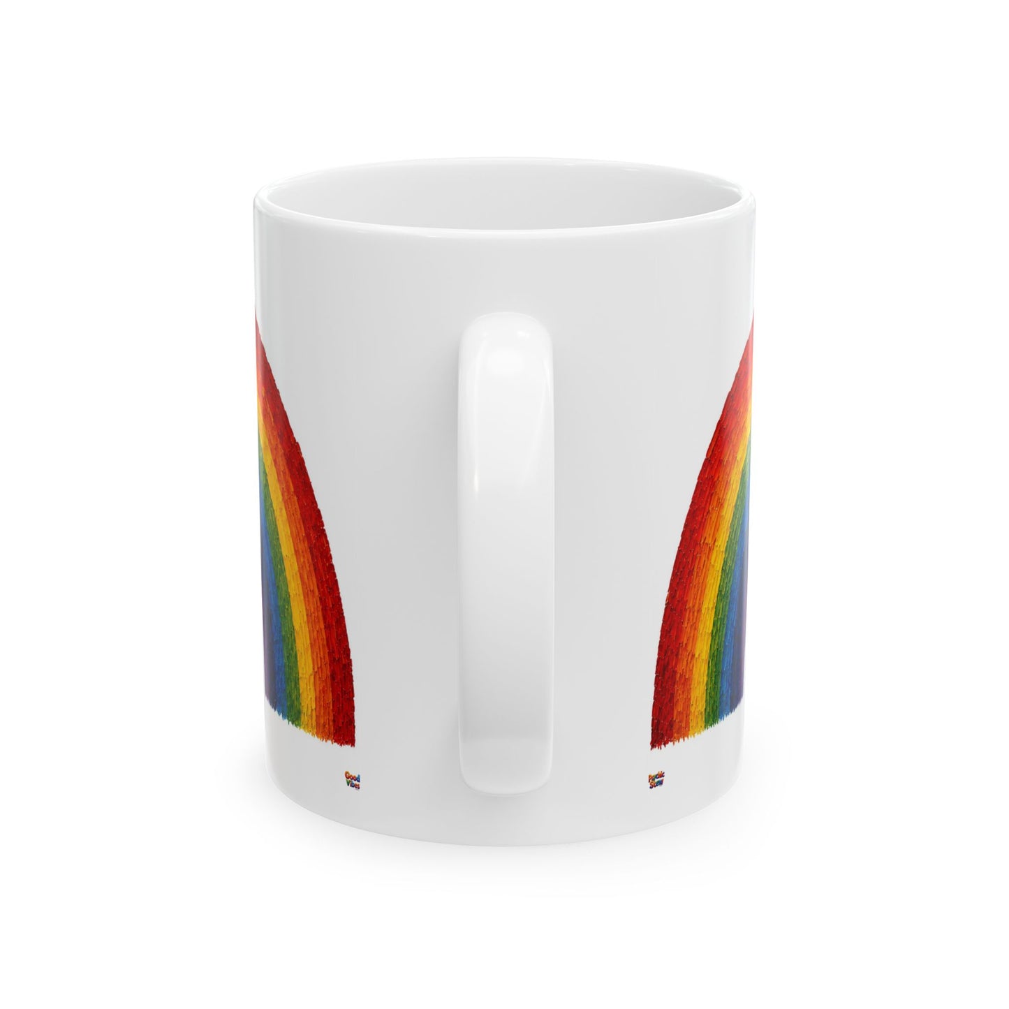 Good Vibes Painted Rainbow Mug | Ceramic Coffee Mug 11oz. | 15oz.
