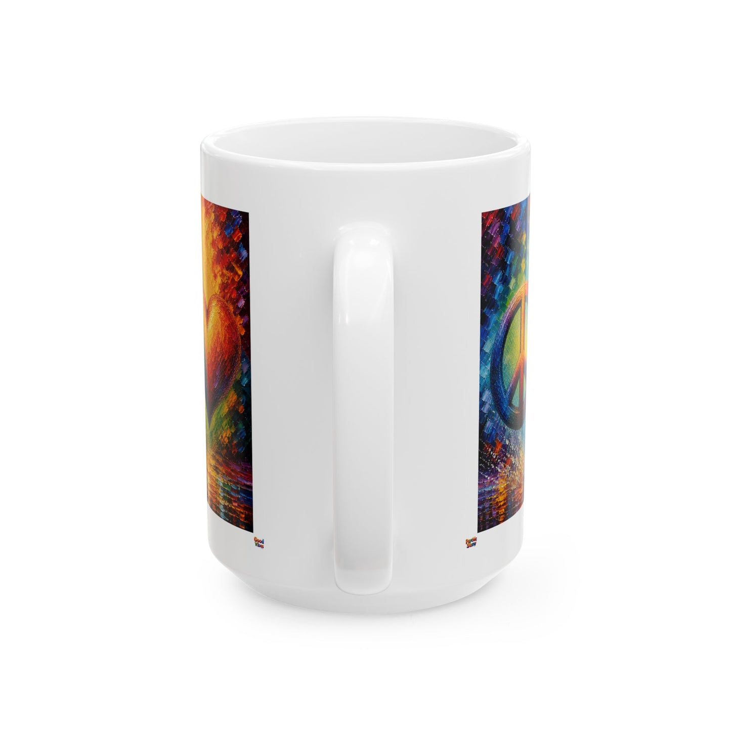Good Vibes Painted Peace and Love Mug | Ceramic Coffee Mug 11oz. | 15oz.