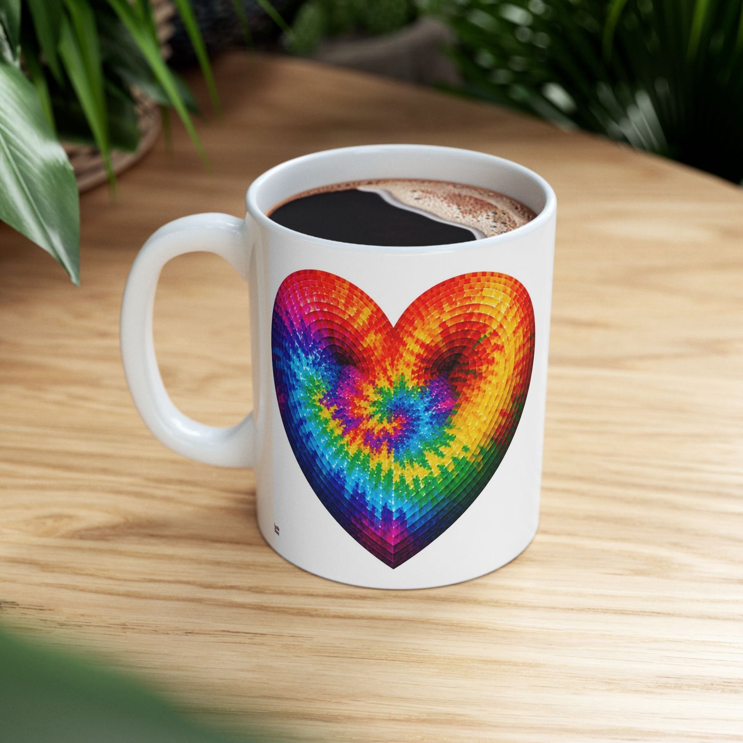 Good Vibes Tie-Dye Heart Mug | Ceramic Coffee Mug 11oz. | 15oz.