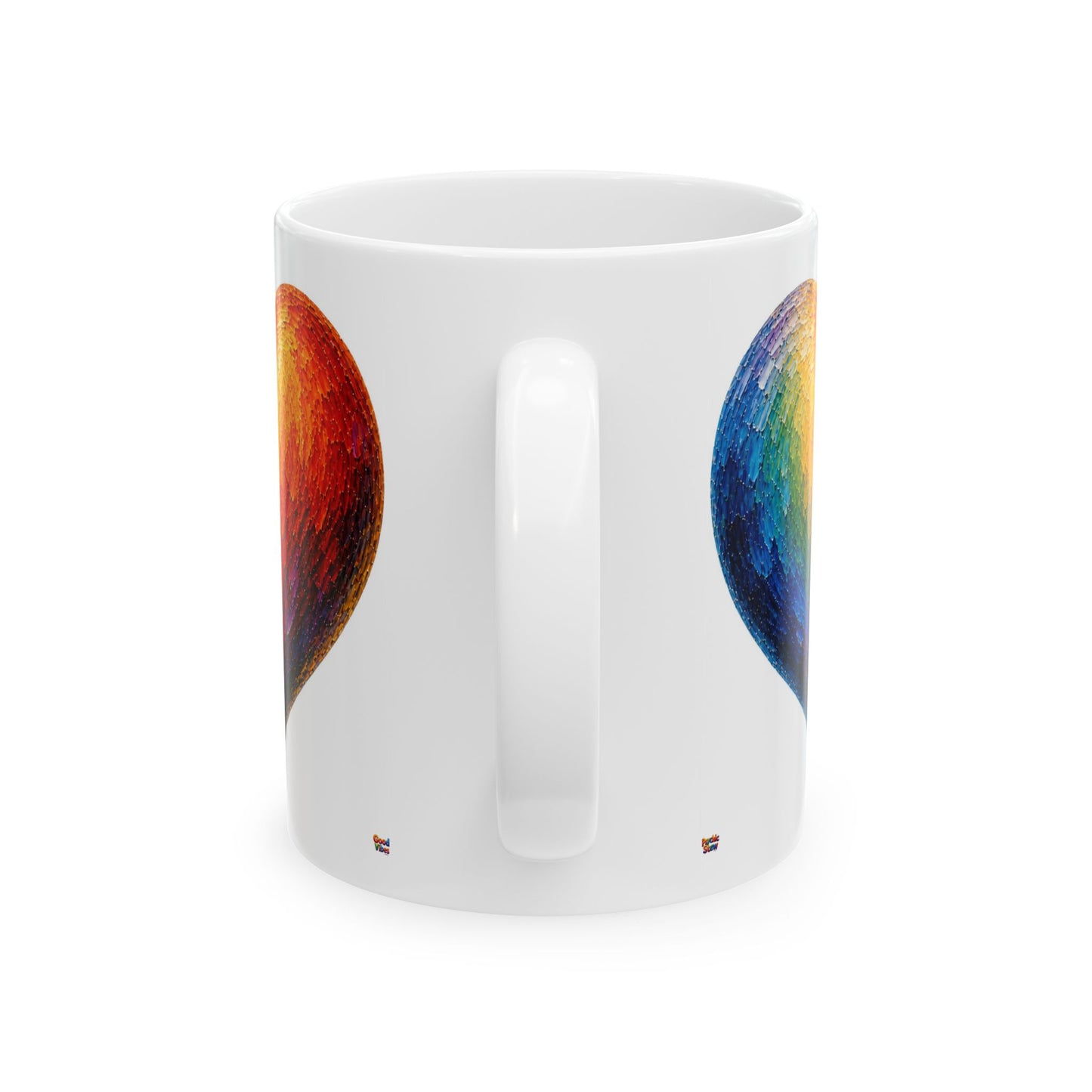 Good Vibes Painted Heart Mug | Ceramic Coffee Mug 11oz. | 15oz.