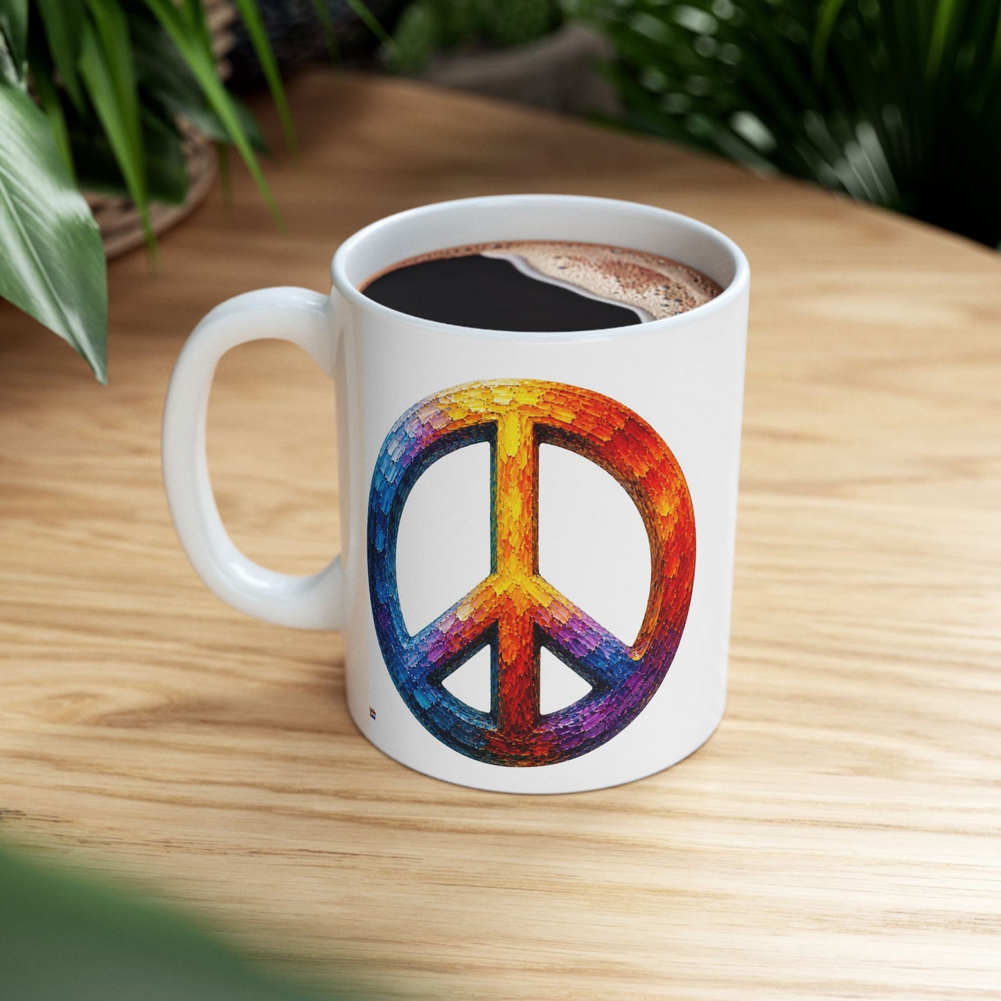 Good Vibes Painted Peace Mug | Ceramic Coffee Mug 11oz. | 15oz.
