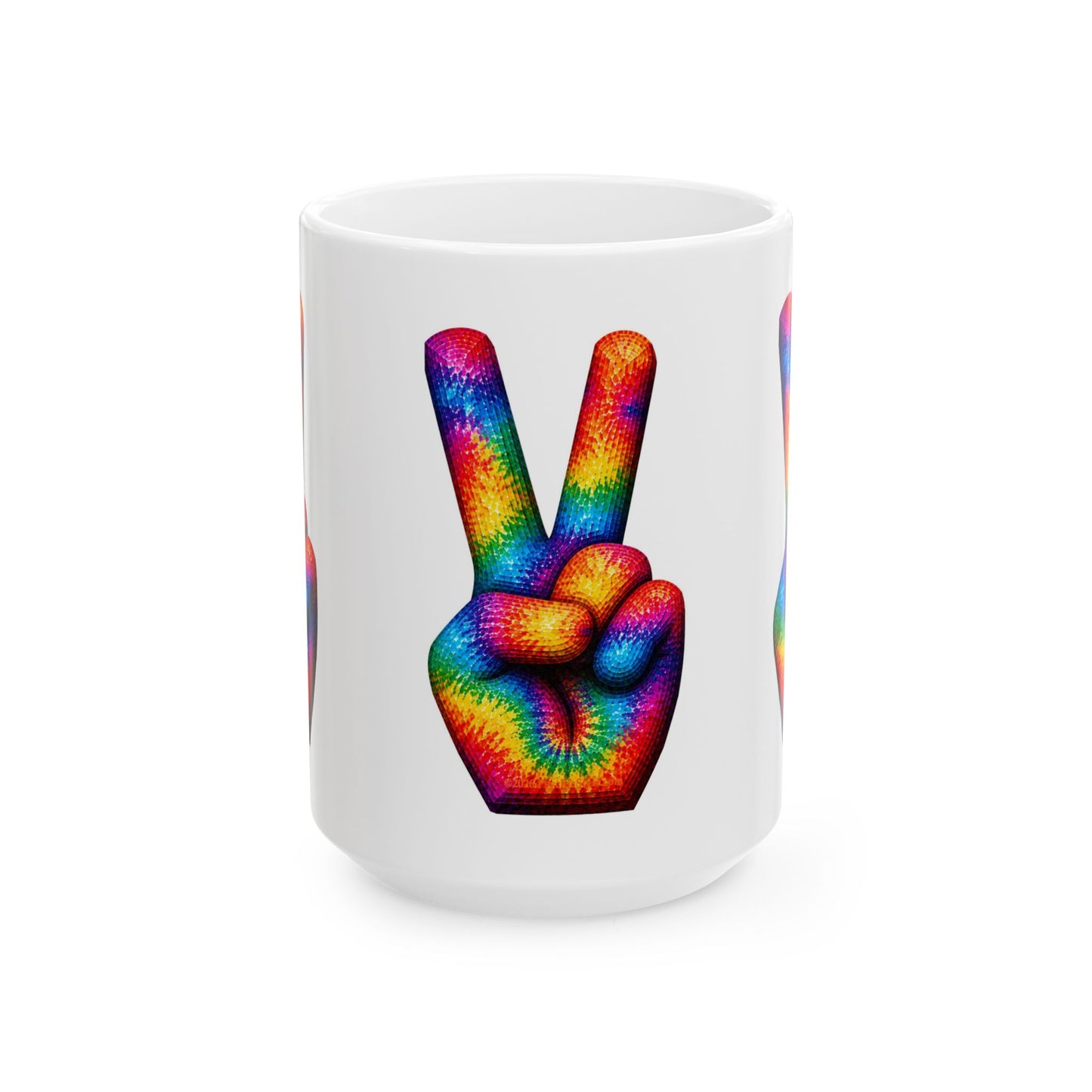 Good Vibes Tie-Dye Peace Sign Mug | Ceramic Coffee Mug 11oz. | 15oz.