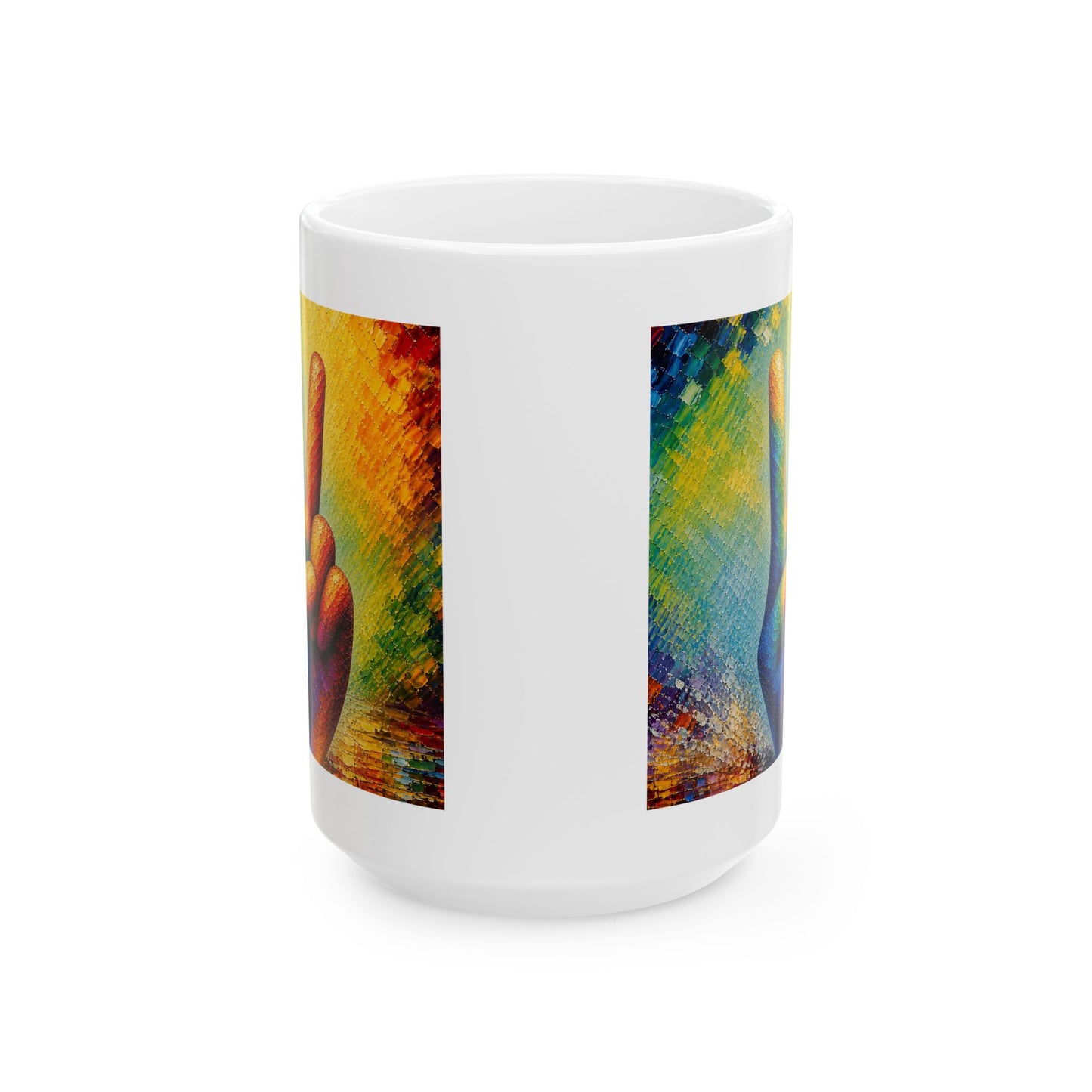 Good Vibes Painted Peace Sign Mug | Ceramic Coffee Mug 11oz. | 15oz.