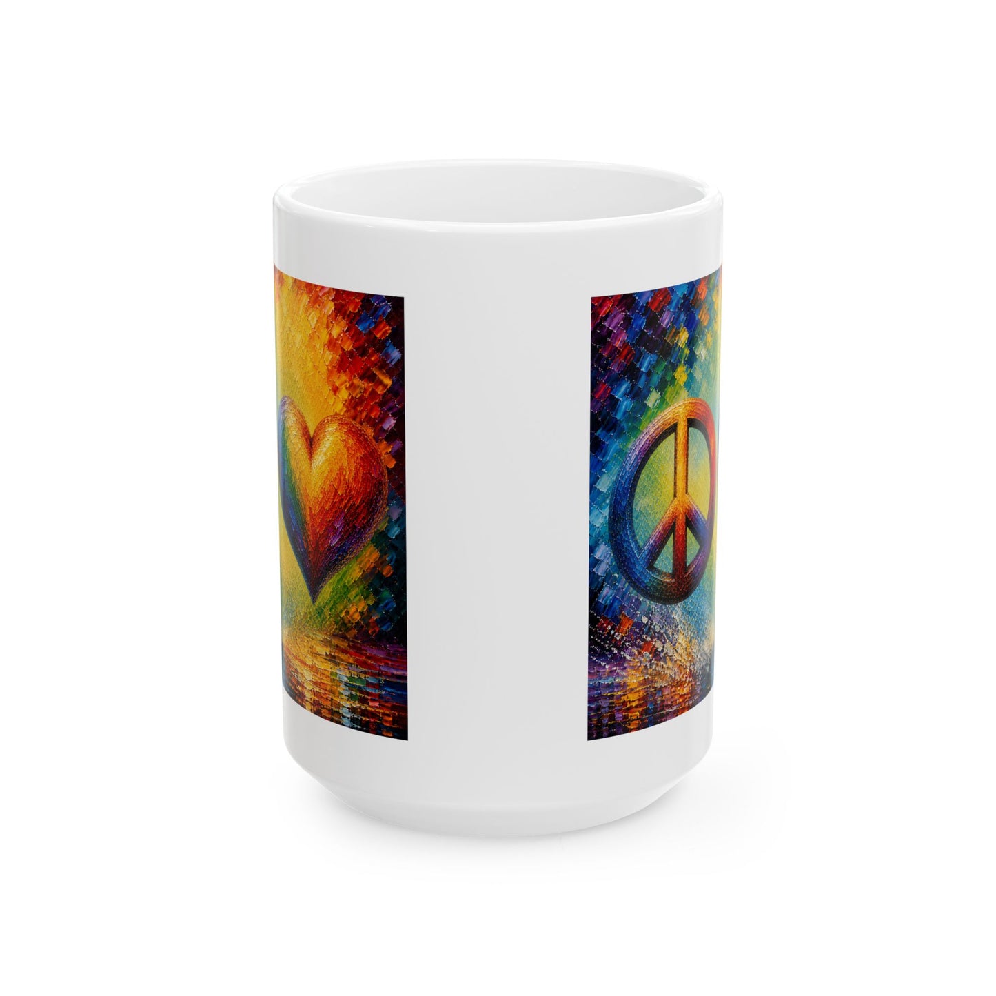 Good Vibes Painted Peace and Love Mug | Ceramic Coffee Mug 11oz. | 15oz.