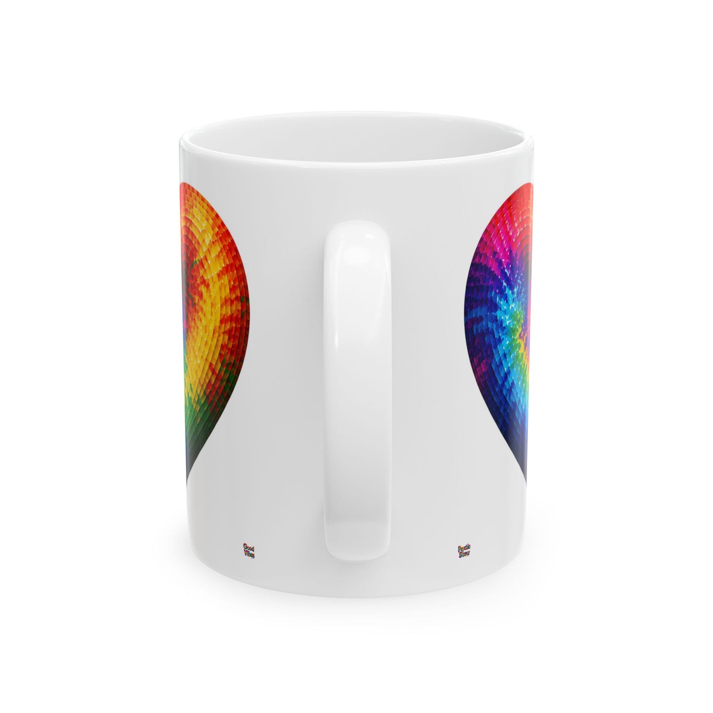 Good Vibes Tie-Dye Heart Mug | Ceramic Coffee Mug 11oz. | 15oz.
