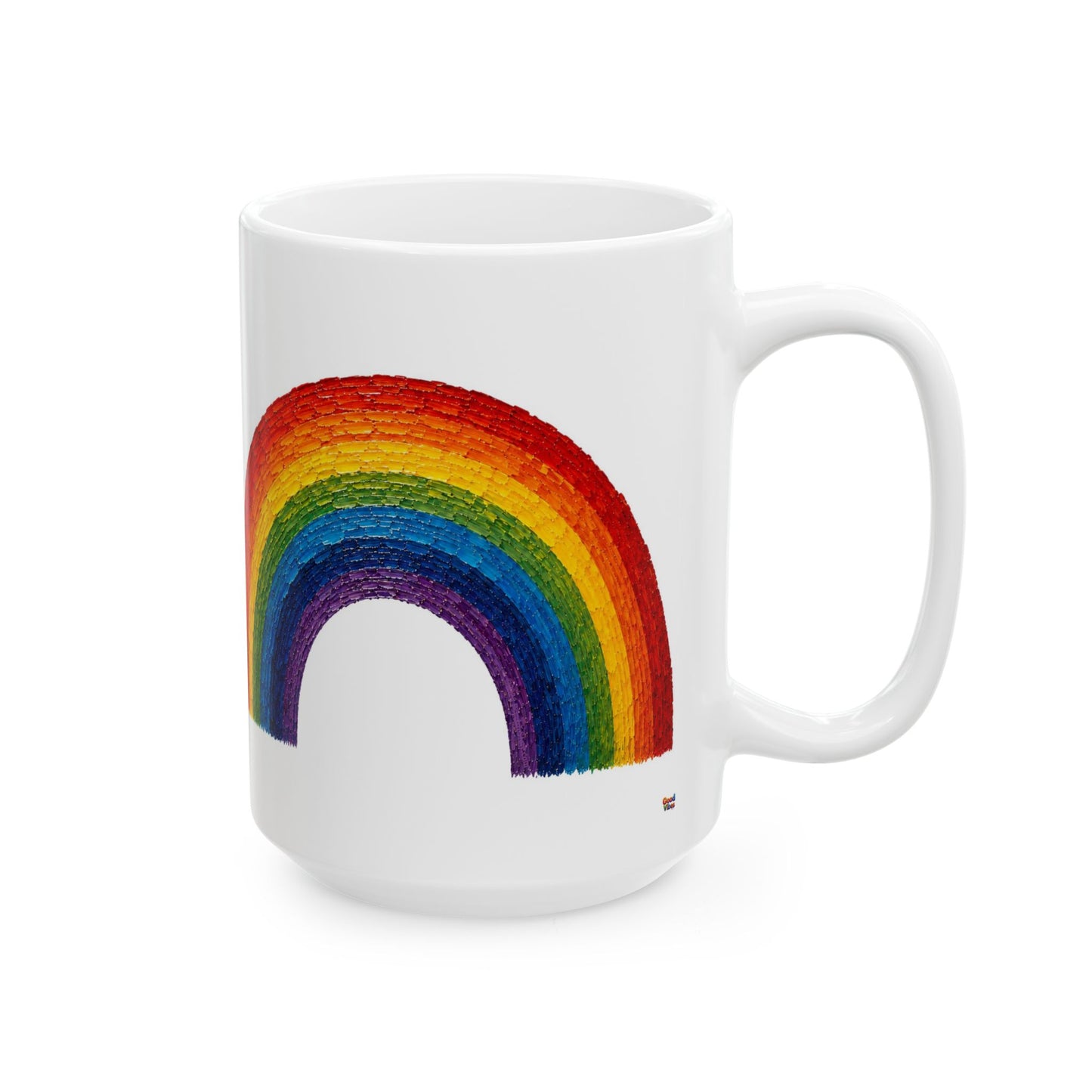 Good Vibes Painted Rainbow Mug | Ceramic Coffee Mug 11oz. | 15oz.