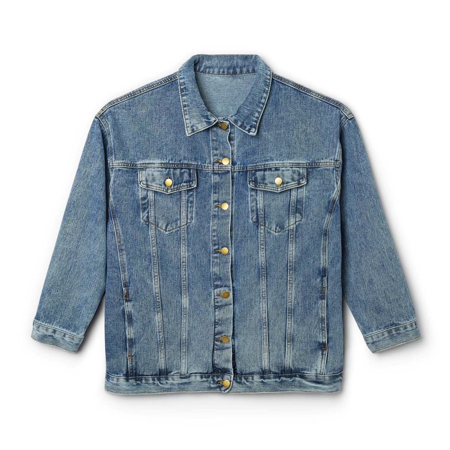 Women's Original Oversized Denim Jacket with Painted Rainbow Back Graphic | Psychic Stew