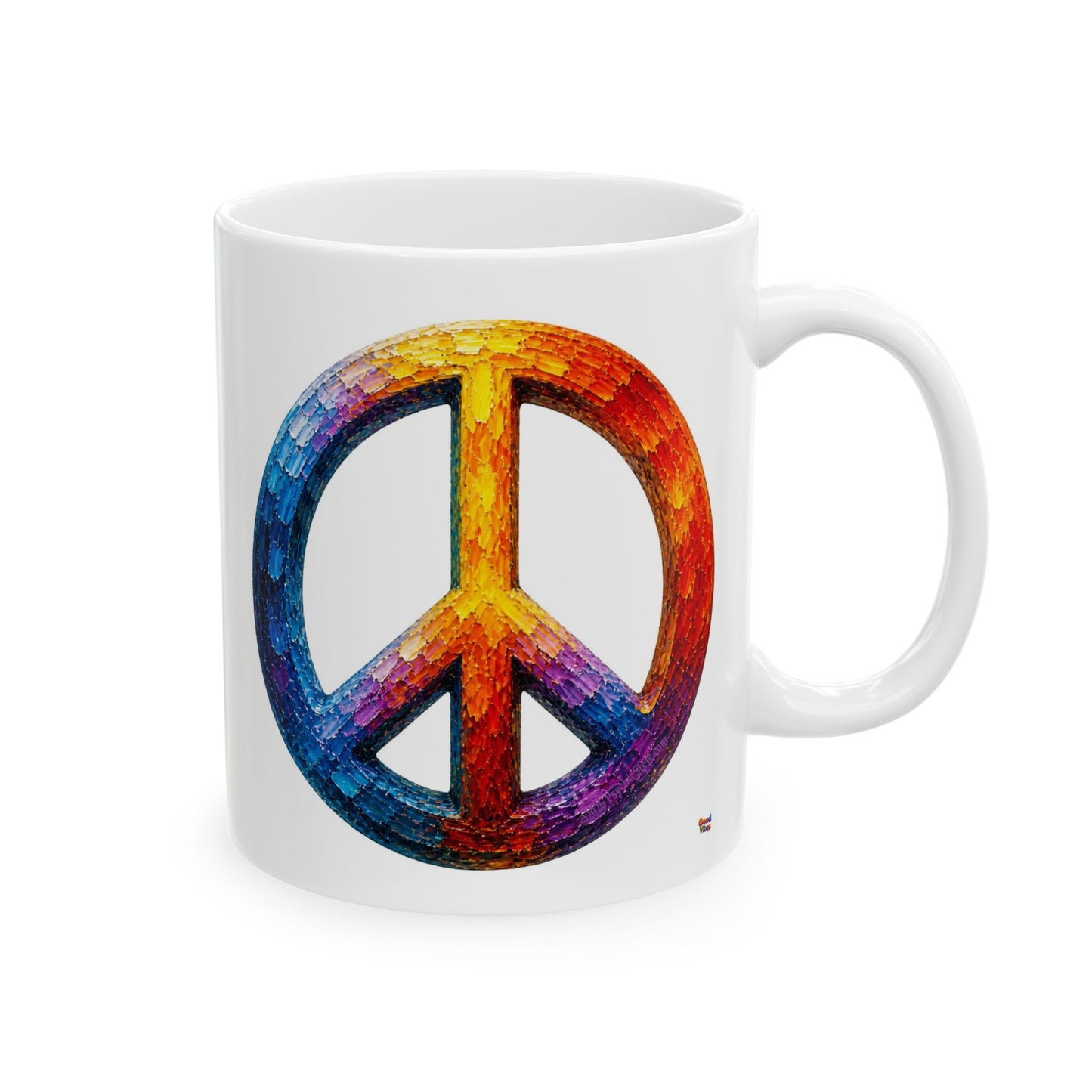 Good Vibes Painted Peace Mug | Ceramic Coffee Mug 11oz. | 15oz.