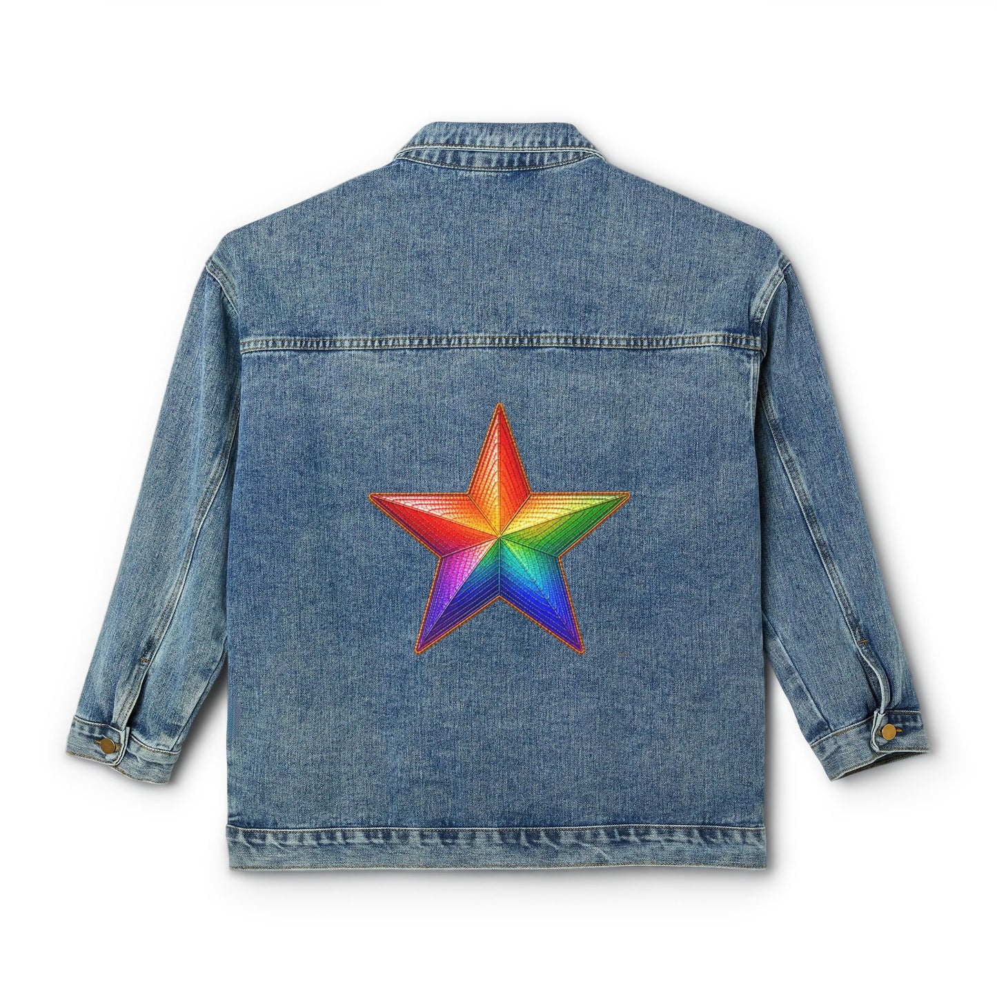 Women's Original Oversized Denim Jacket with Bright Star Back Graphic | Psychic Stew