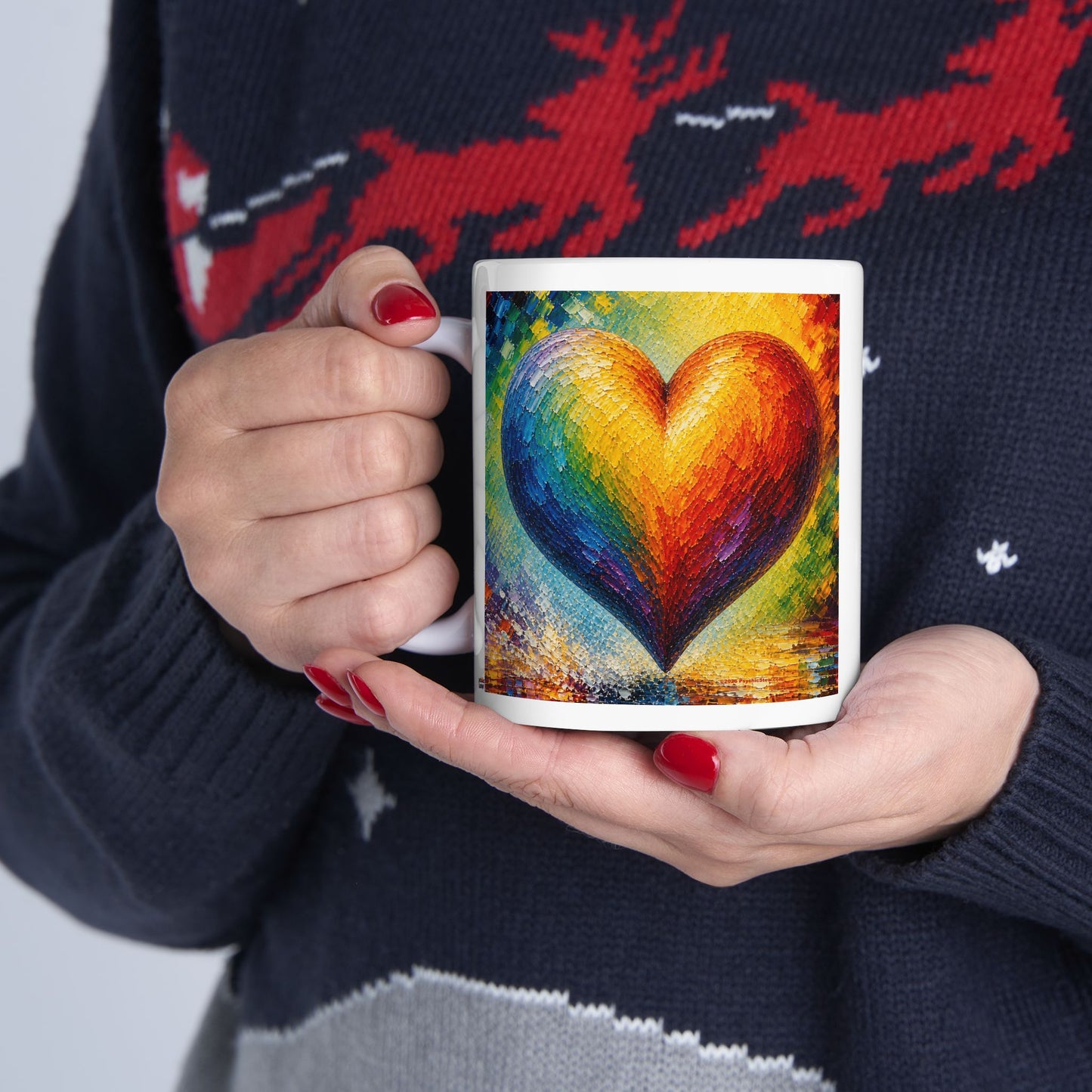 Good Vibes Painted Picturesque Heart Mug | Ceramic Coffee Mug 11oz. | 15oz.
