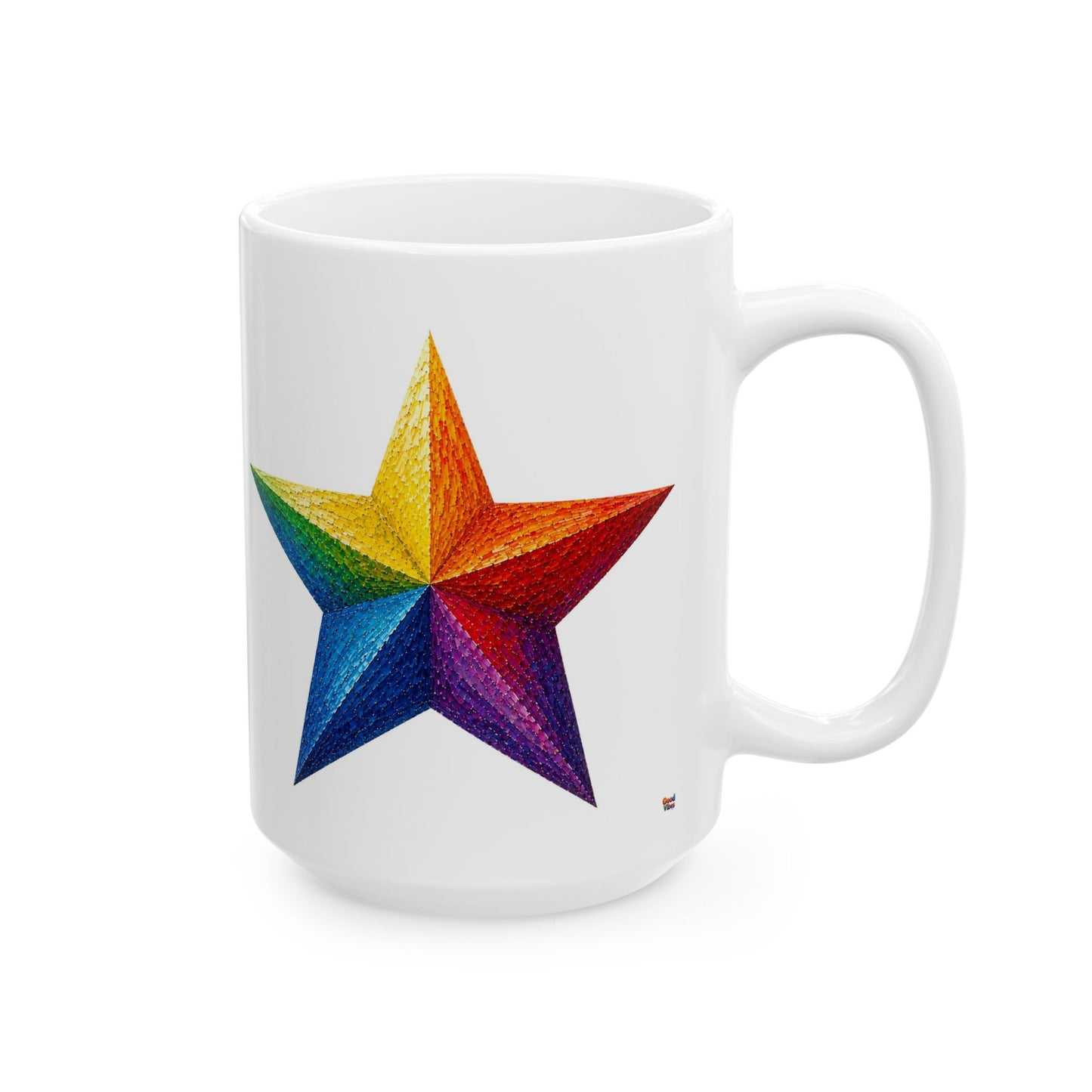 Good Vibes Painted Star Mug | Ceramic Coffee Mug 11oz. | 15oz.