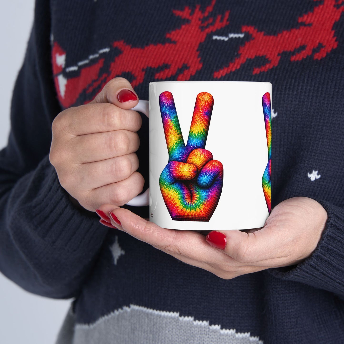 Good Vibes Tie-Dye Peace Sign Mug | Ceramic Coffee Mug 11oz. | 15oz.