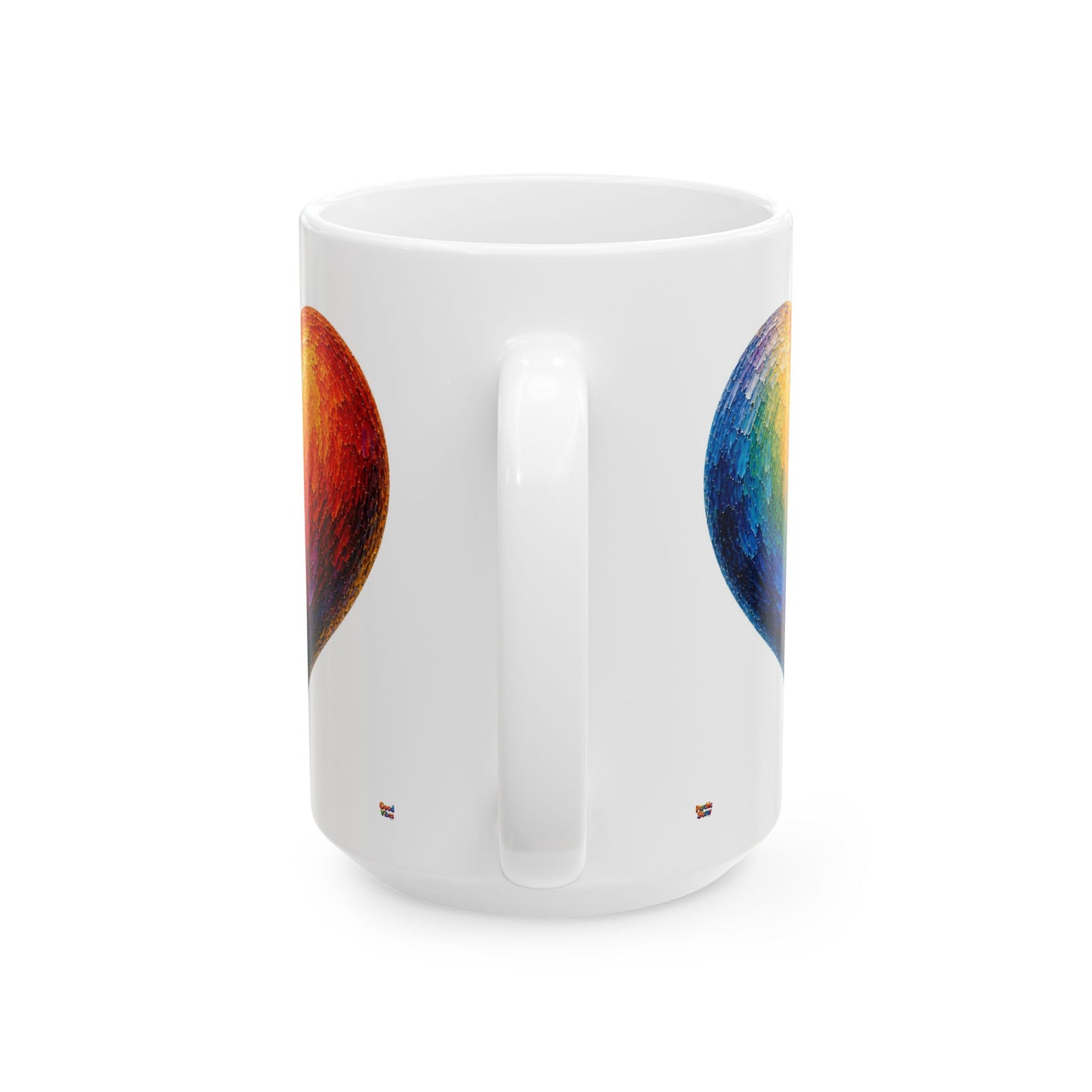Good Vibes Painted Heart Mug | Ceramic Coffee Mug 11oz. | 15oz.