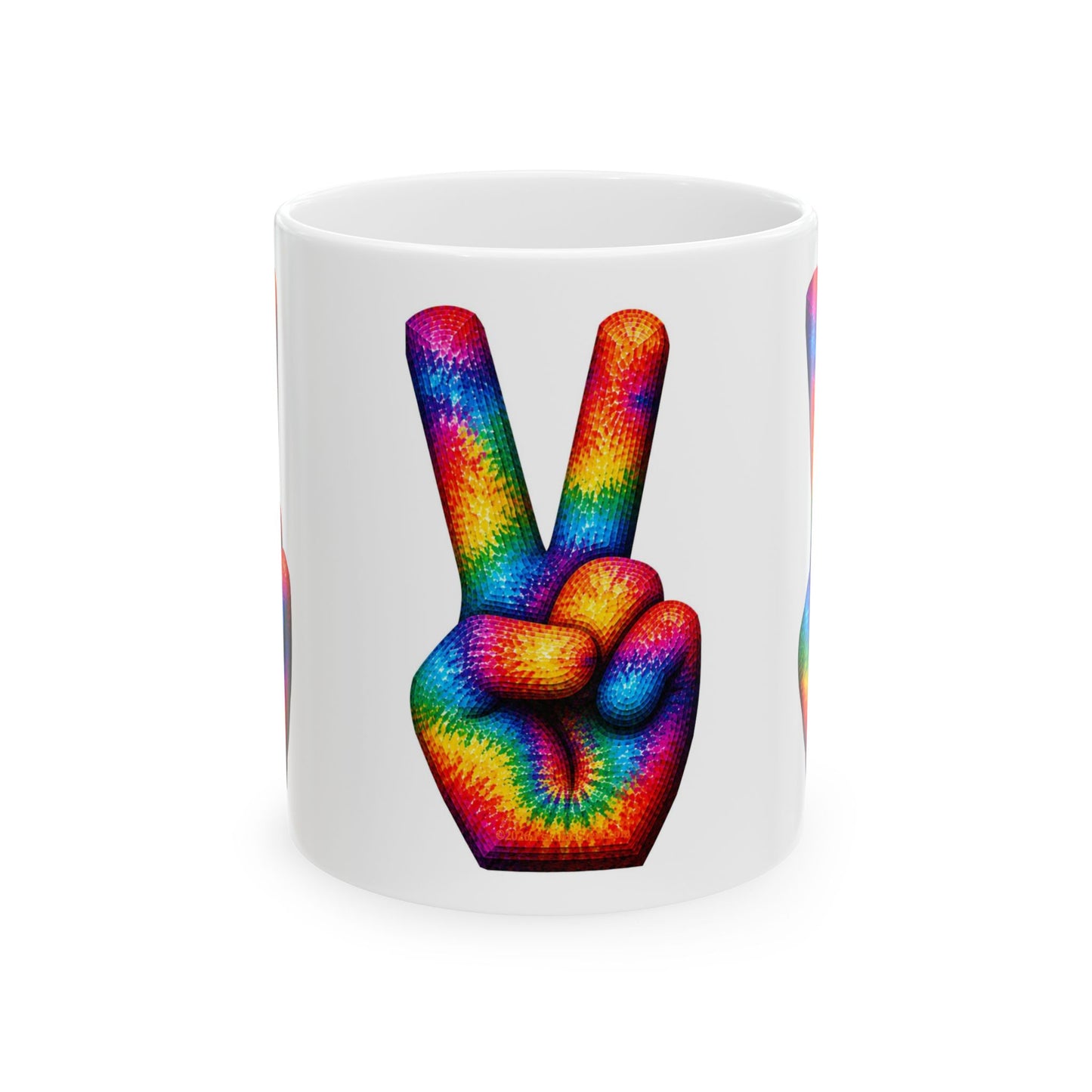Good Vibes Tie-Dye Peace Sign Mug | Ceramic Coffee Mug 11oz. | 15oz.