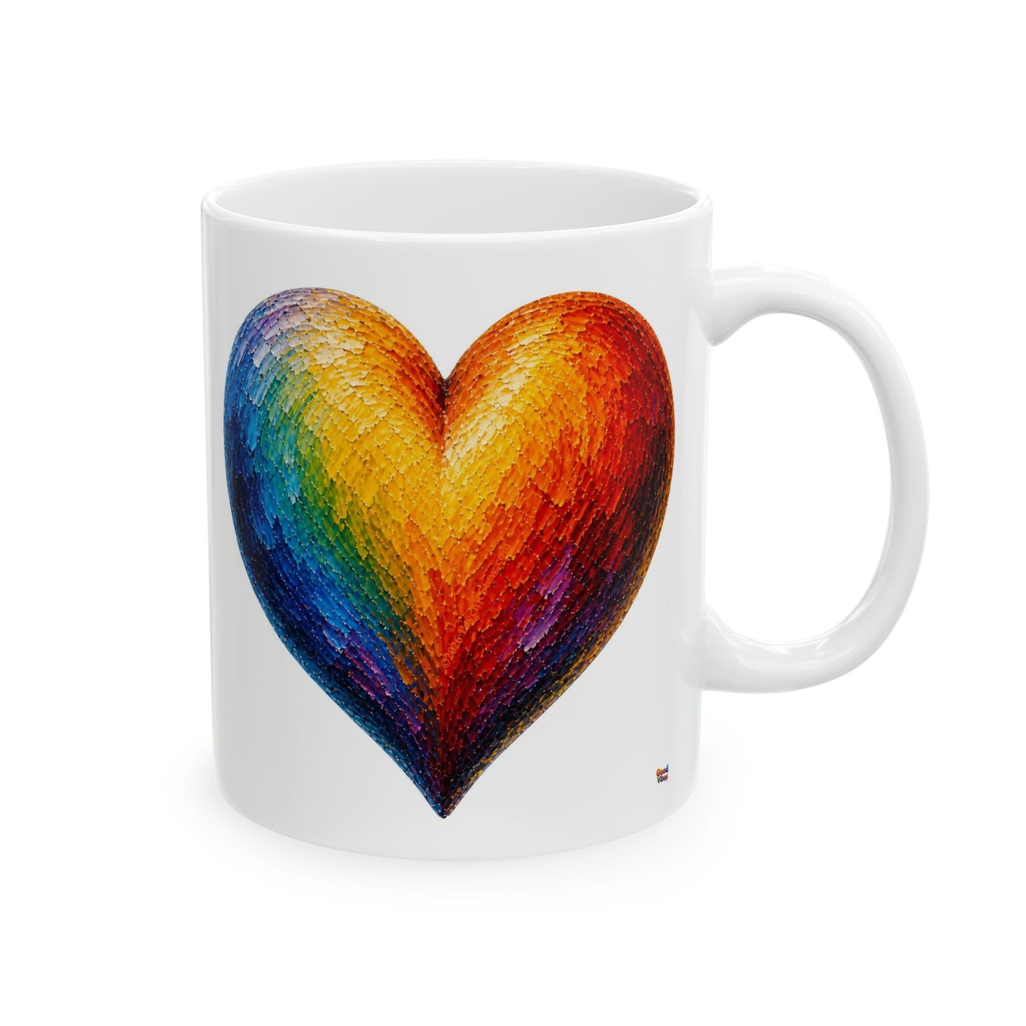 Good Vibes Painted Heart Mug | Ceramic Coffee Mug 11oz. | 15oz.