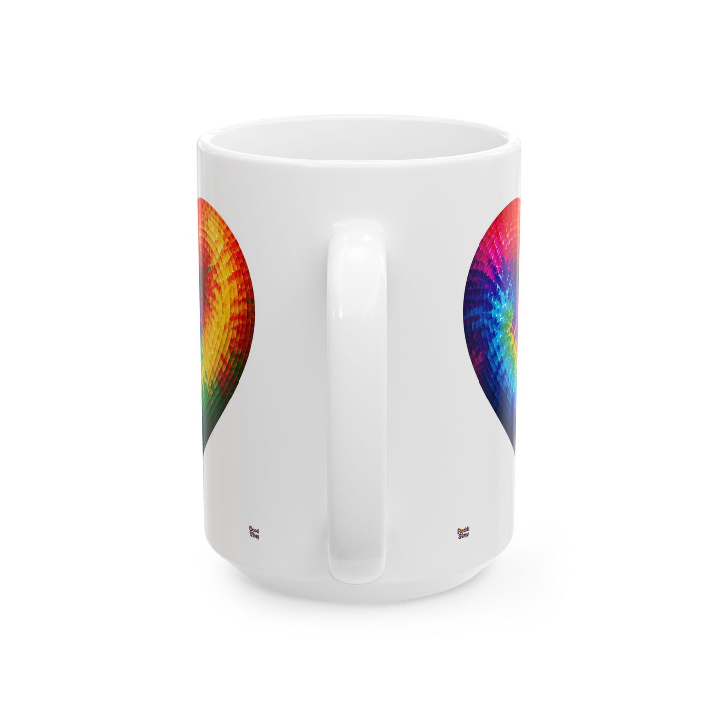 Good Vibes Tie-Dye Heart Mug | Ceramic Coffee Mug 11oz. | 15oz.