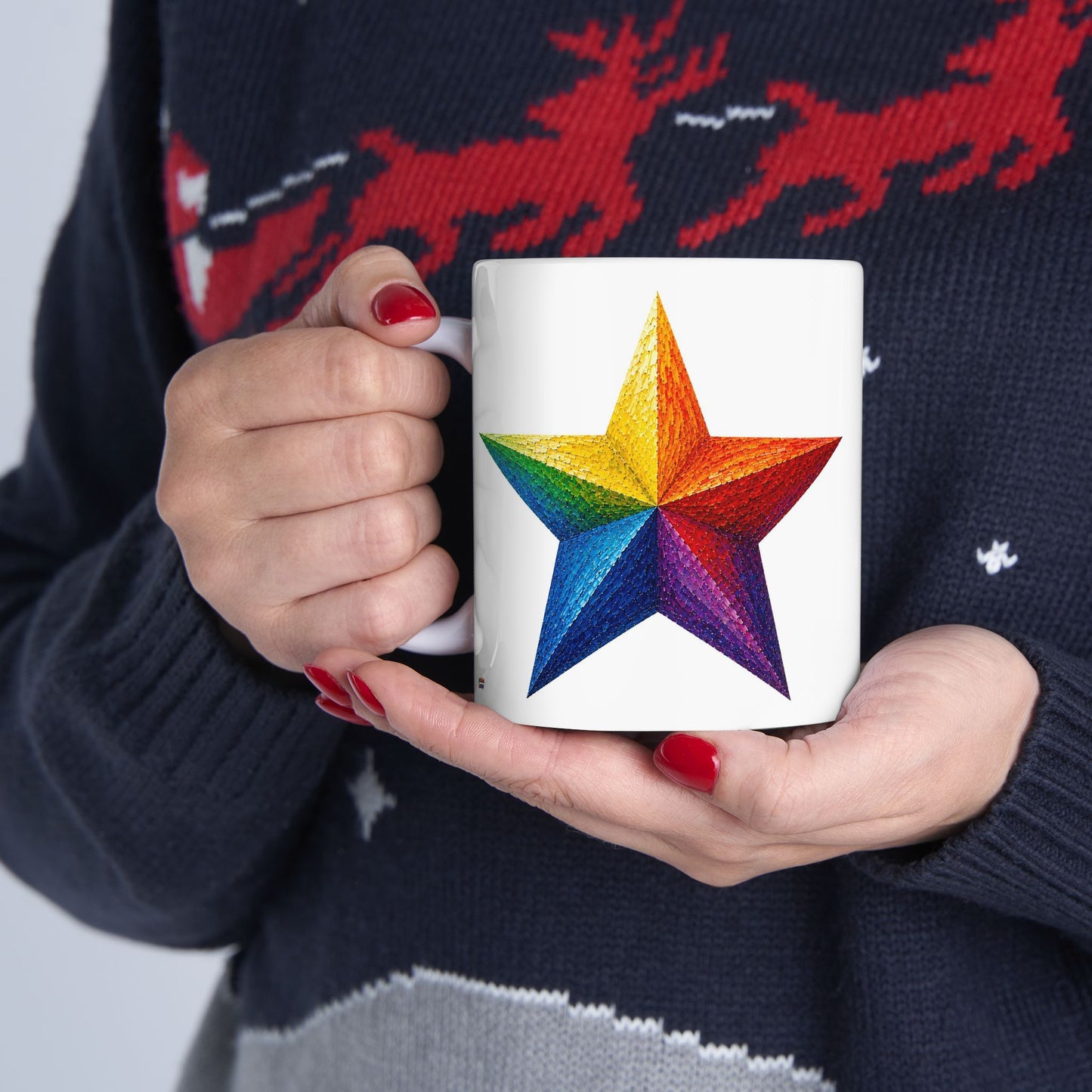 Good Vibes Painted Star Mug | Ceramic Coffee Mug 11oz. | 15oz.