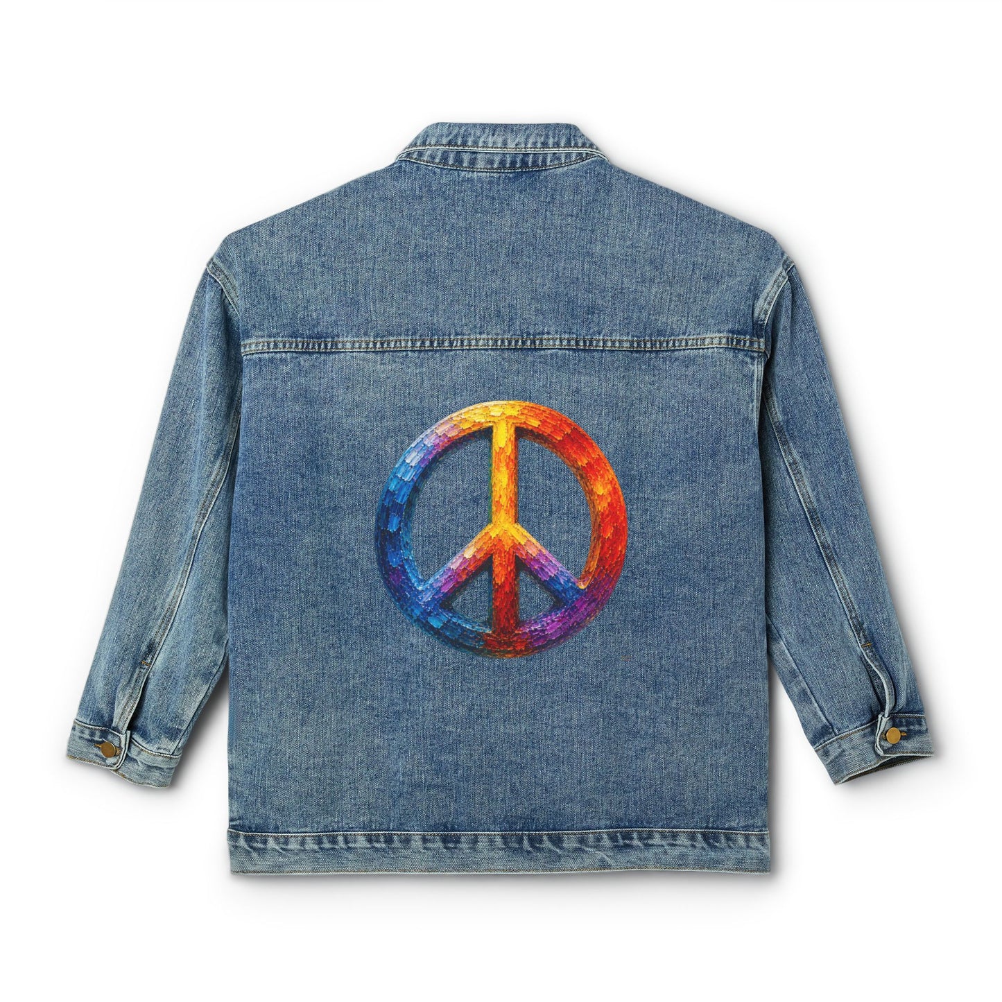 Women's Original Oversized Denim Jacket with Painted Peace Back Graphic | Psychic Stew