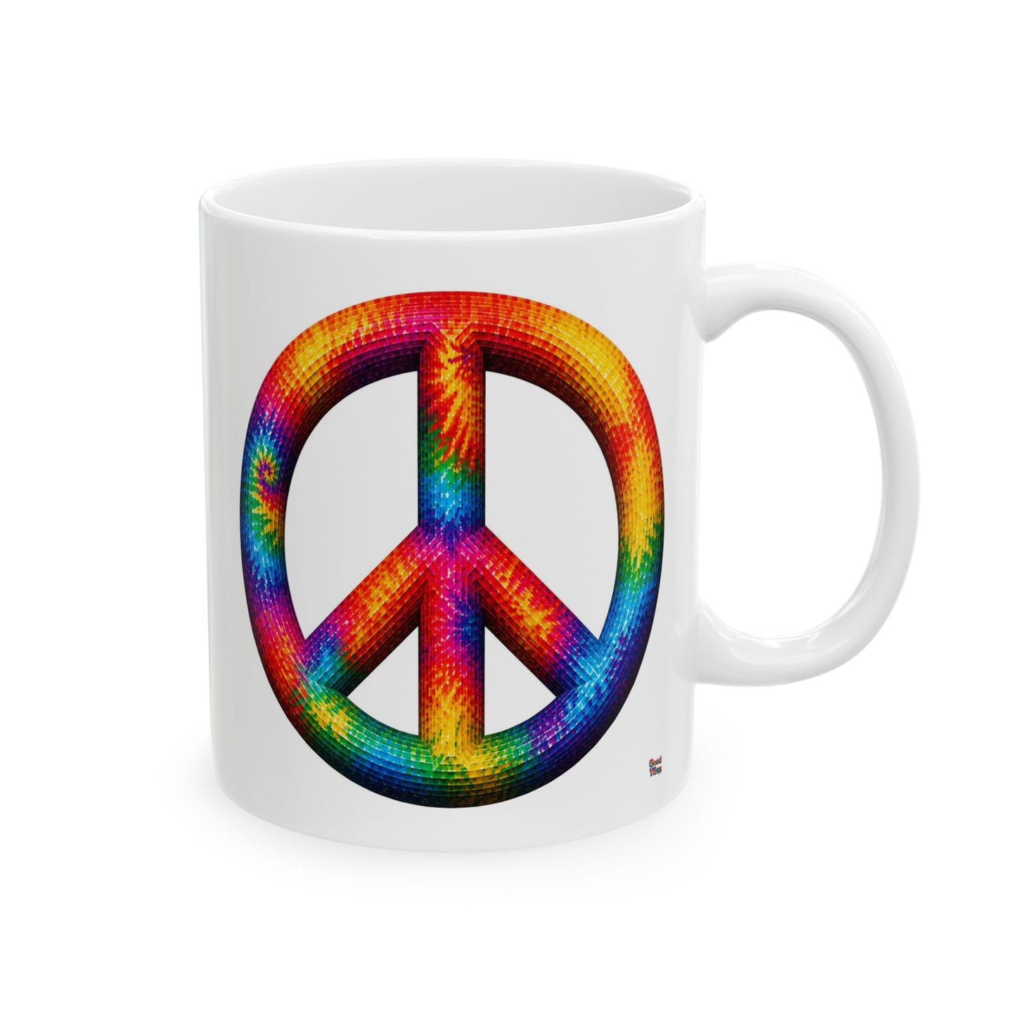 Good Vibes Tie-Dye Peace Mug | Ceramic Coffee Mug 11oz. | 15oz.