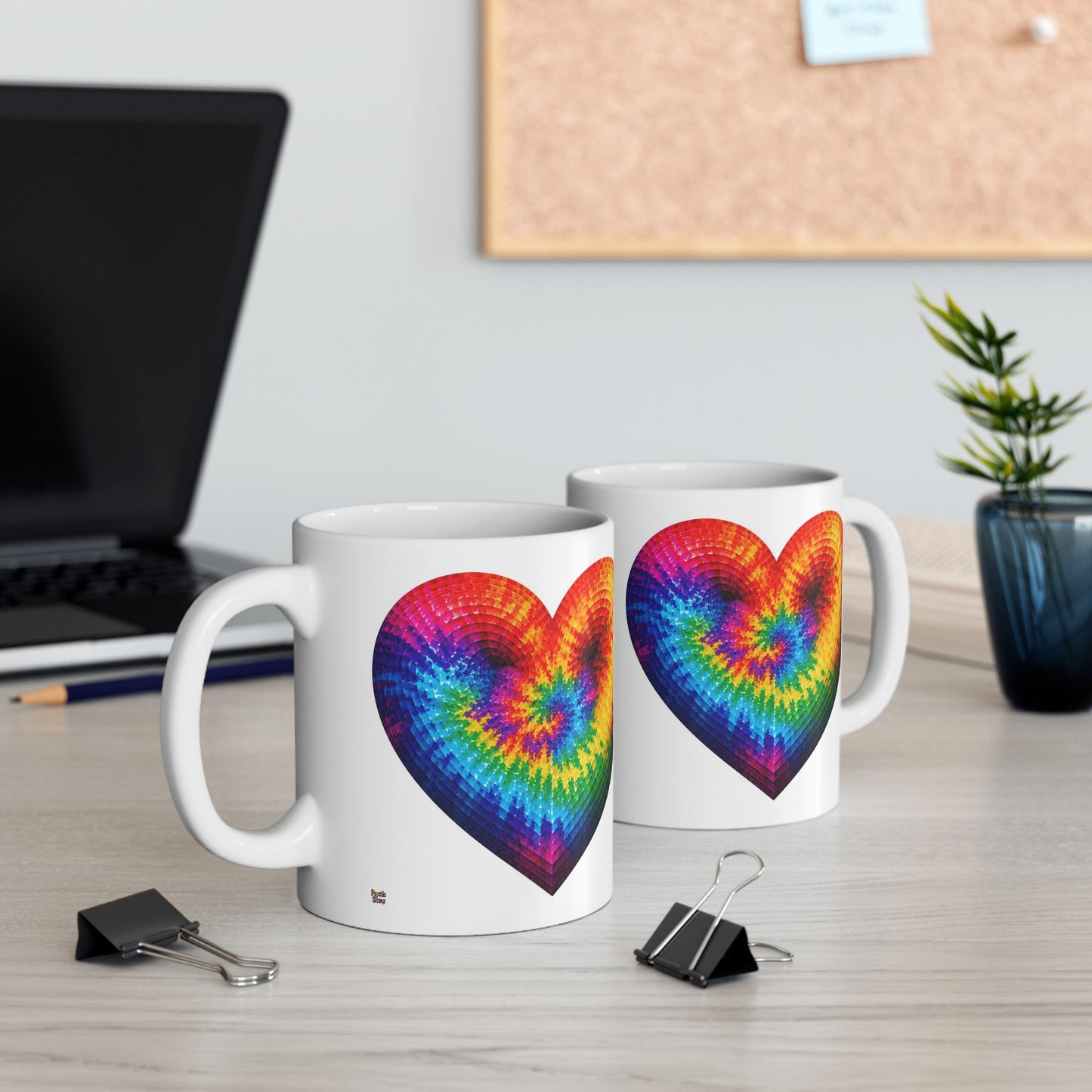 Good Vibes Tie-Dye Heart Mug | Ceramic Coffee Mug 11oz. | 15oz.