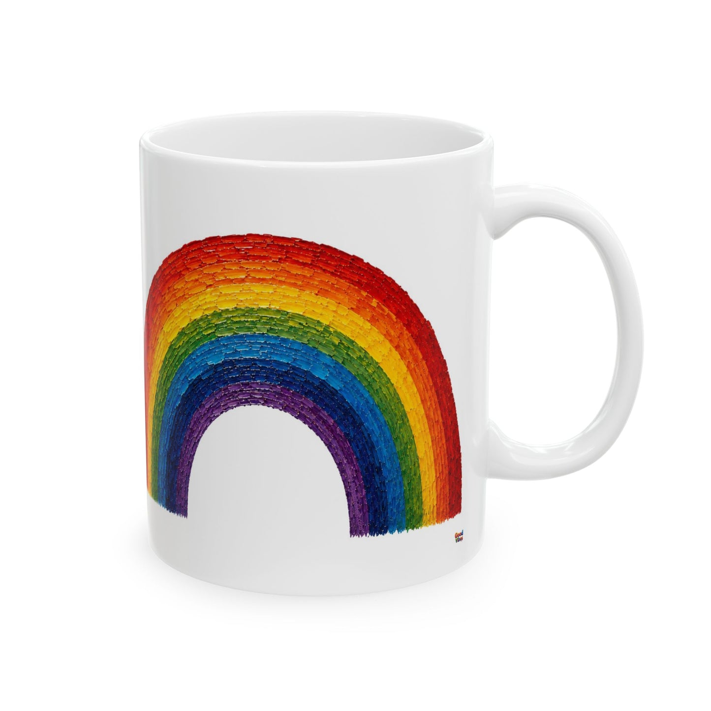 Good Vibes Painted Rainbow Mug | Ceramic Coffee Mug 11oz. | 15oz.