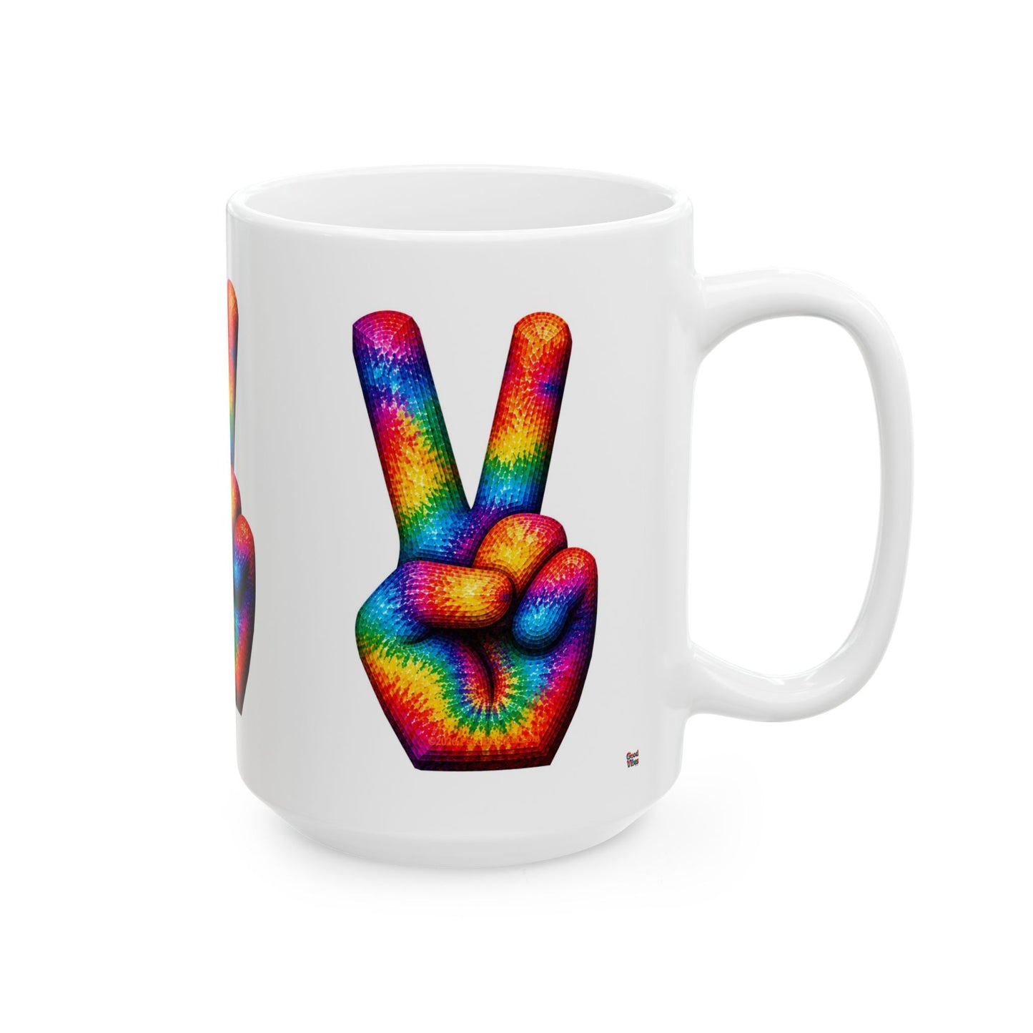 Good Vibes Tie-Dye Peace Sign Mug | Ceramic Coffee Mug 11oz. | 15oz.