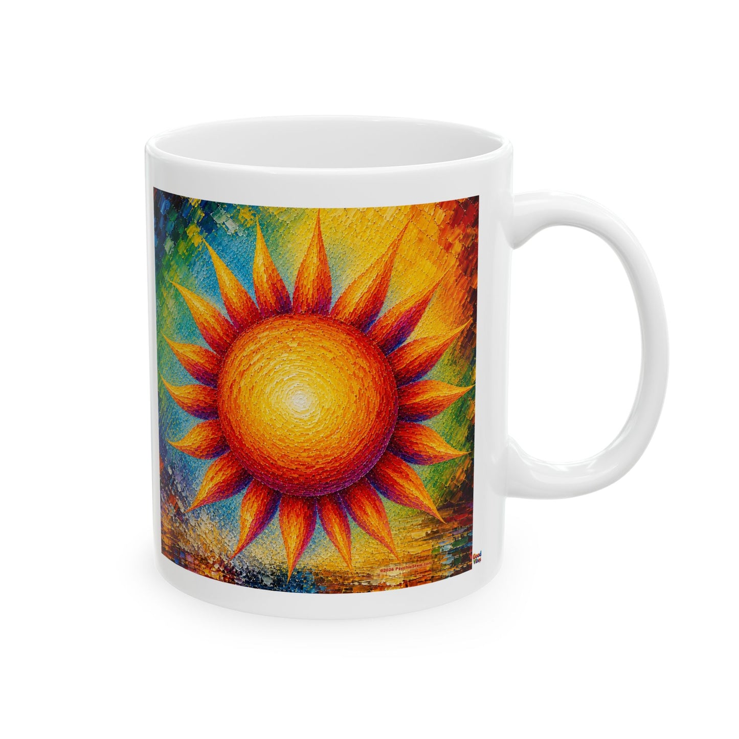 Good Vibes Painted Sun Mug | Ceramic Coffee Mug 11oz. | 15oz.