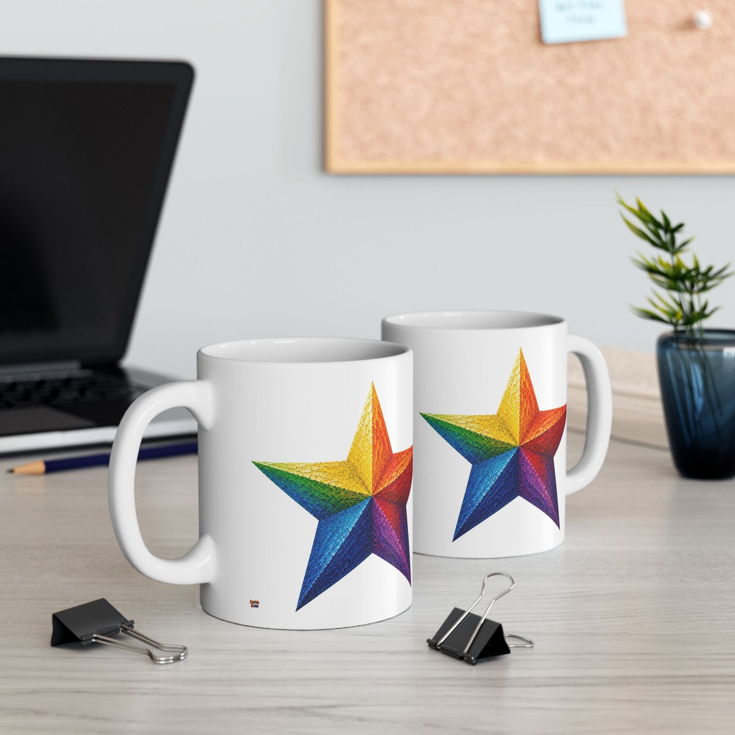 Good Vibes Painted Star Mug | Ceramic Coffee Mug 11oz. | 15oz.