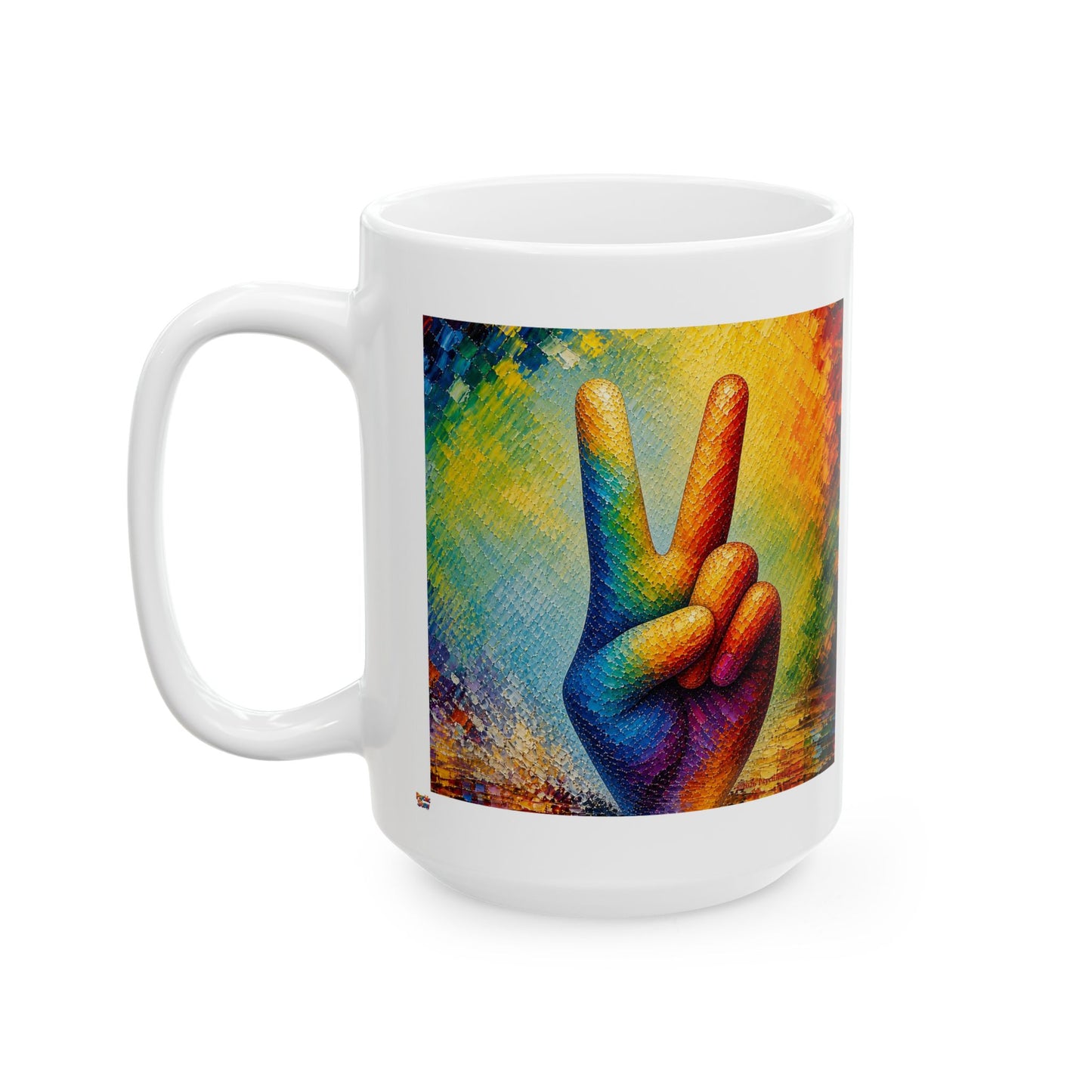 Good Vibes Painted Peace Sign Mug | Ceramic Coffee Mug 11oz. | 15oz.