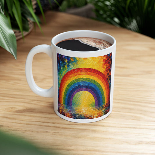 Good Vibes Painted Picturesque Rainbow Mug | Ceramic Coffee Mug 11oz. | 15oz.